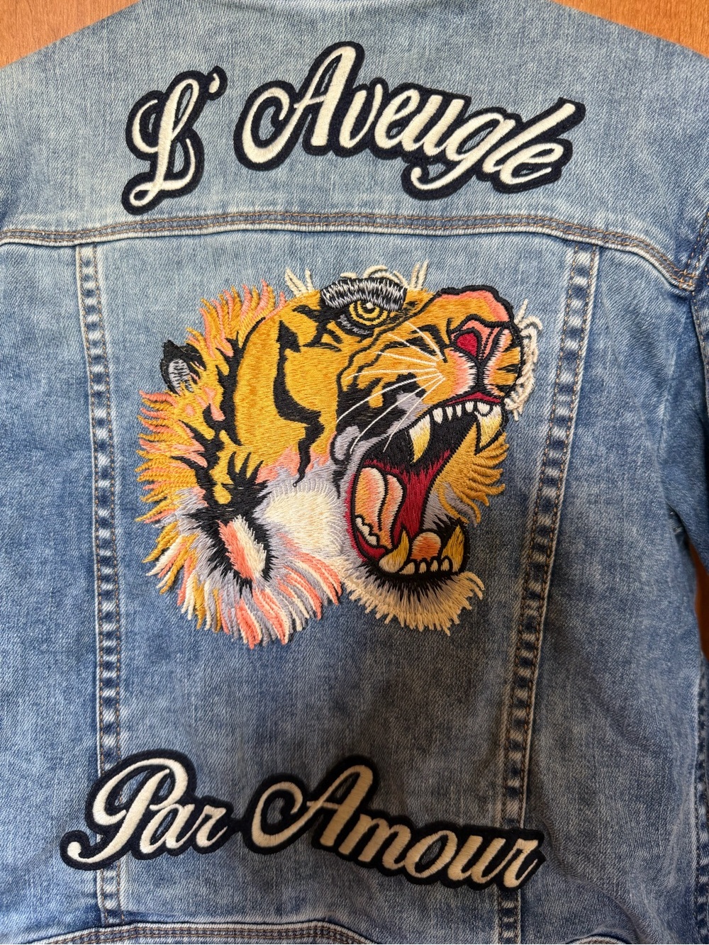 Embroidered Tiger Denim Jacket - Light Blue - Picture 3 of 6